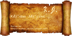 Kádas Jácint névjegykártya